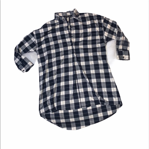 Zara Dresses & Skirts - Zara plaid jeweled shirt dress